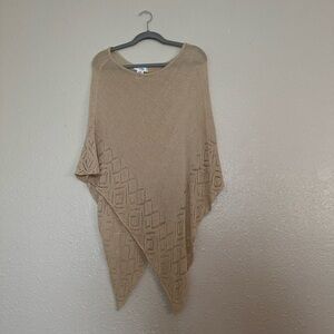 WHBM Tan Pointelle Lightweight Ramie Blend Poncho